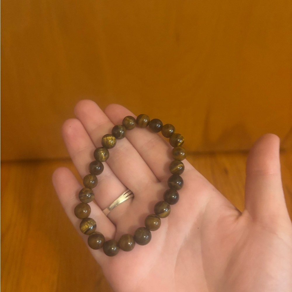 Stretchy Tigers Eye Brown Beaded Bracelet